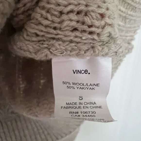 Vince Women's 50/50 Wool and Yak Cable Knit Turtleneck Sweater - Oatmeal, Small - Picture 5 of 7